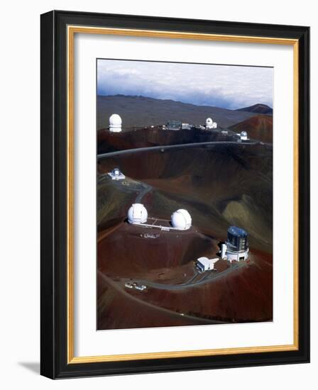 Aerial View of Observatories At Mauna Kea, Hawaii-John Sanford-Framed Photographic Print