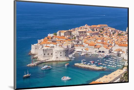 Aerial view of Old Port and Dubrovnik Old town, UNESCO World Heritage Site, Dubrovnik, Dalmatian Co-Neale Clark-Mounted Photographic Print