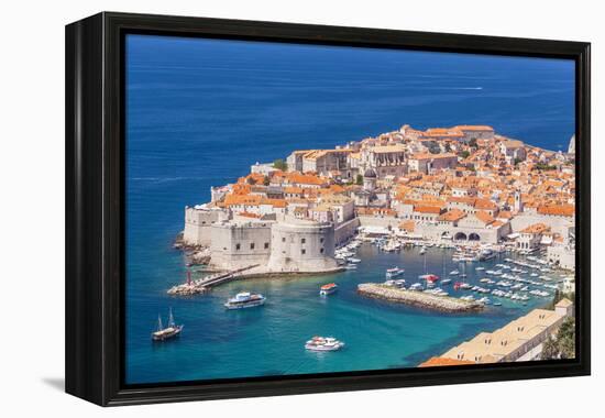 Aerial view of Old Port and Dubrovnik Old town, UNESCO World Heritage Site, Dubrovnik, Dalmatian Co-Neale Clark-Framed Premier Image Canvas