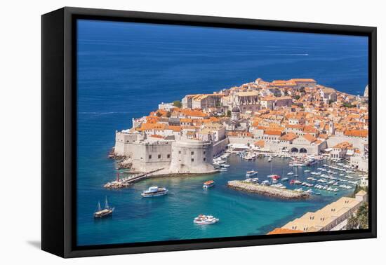 Aerial view of Old Port and Dubrovnik Old town, UNESCO World Heritage Site, Dubrovnik, Dalmatian Co-Neale Clark-Framed Premier Image Canvas