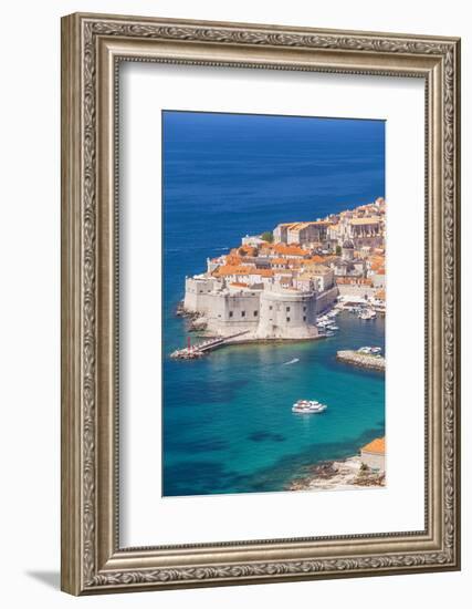 Aerial view of Old Port and Dubrovnik Old Town, UNESCO World Heritage Site, Dubrovnik, Dalmatian Co-Neale Clark-Framed Photographic Print