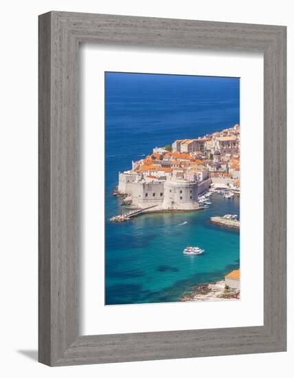 Aerial view of Old Port and Dubrovnik Old Town, UNESCO World Heritage Site, Dubrovnik, Dalmatian Co-Neale Clark-Framed Photographic Print