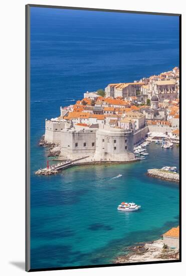 Aerial view of Old Port and Dubrovnik Old Town, UNESCO World Heritage Site, Dubrovnik, Dalmatian Co-Neale Clark-Mounted Photographic Print