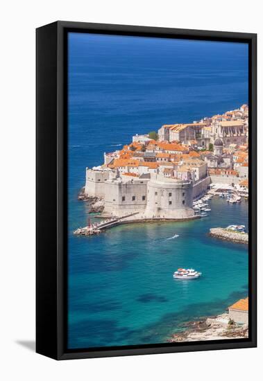 Aerial view of Old Port and Dubrovnik Old Town, UNESCO World Heritage Site, Dubrovnik, Dalmatian Co-Neale Clark-Framed Premier Image Canvas