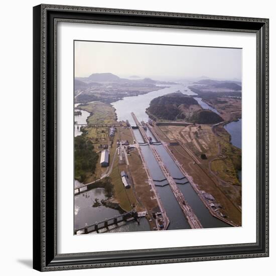 Aerial View of Panama Canal's Miraflores Locks-null-Framed Photographic Print