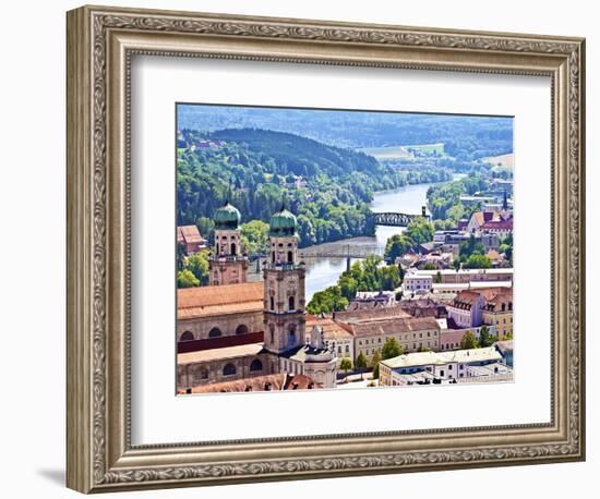 Aerial View of Passau, Germany-Miva Stock-Framed Photographic Print