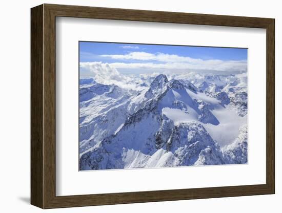 Aerial View of Peak Ferra and Peaks Piani Covered with Snow, Spluga Valley, Chiavenna-Roberto Moiola-Framed Photographic Print