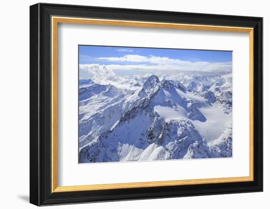 Aerial View of Peak Ferra and Peaks Piani Covered with Snow, Spluga Valley, Chiavenna-Roberto Moiola-Framed Photographic Print