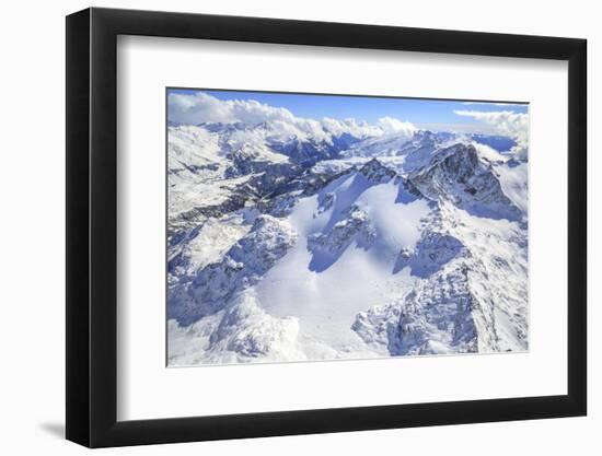 Aerial View of Peak Ferra Covered with Snow, Spluga Valley, Chiavenna, Valtellina, Lombardy-Roberto Moiola-Framed Photographic Print