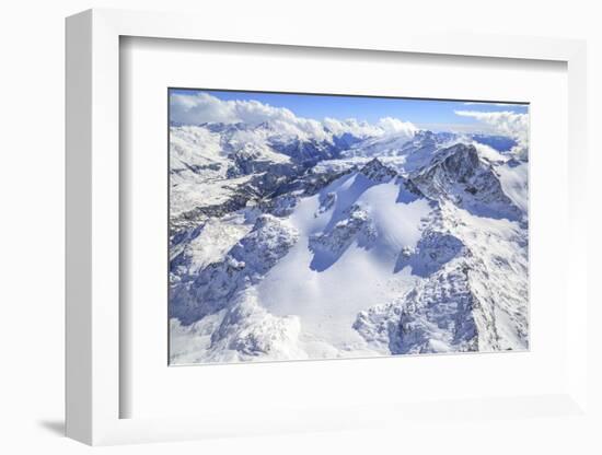 Aerial View of Peak Ferra Covered with Snow, Spluga Valley, Chiavenna, Valtellina, Lombardy-Roberto Moiola-Framed Photographic Print