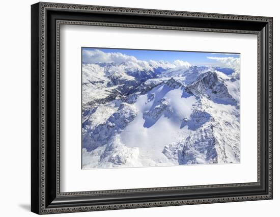 Aerial View of Peak Ferra Covered with Snow, Spluga Valley, Chiavenna, Valtellina, Lombardy-Roberto Moiola-Framed Photographic Print