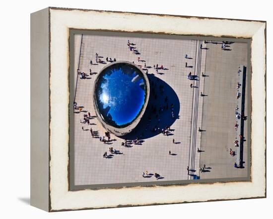 Aerial view of people standing by Cloud Gate at Millennium Park, Chicago, Cook County, Illinois...-null-Framed Premier Image Canvas