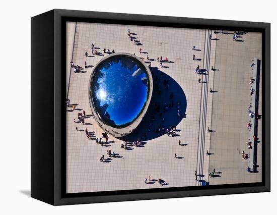 Aerial view of people standing by Cloud Gate at Millennium Park, Chicago, Cook County, Illinois...-null-Framed Premier Image Canvas