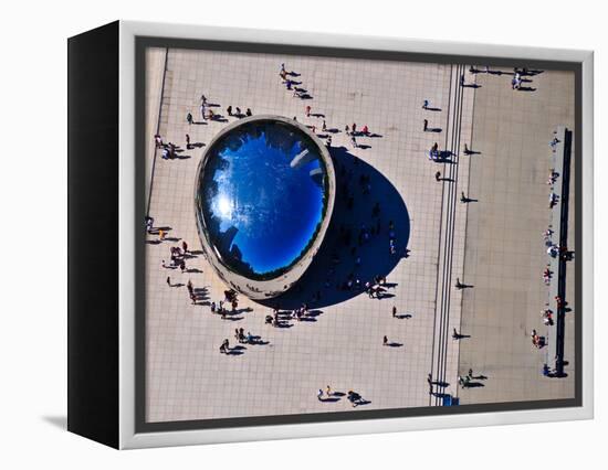 Aerial view of people standing by Cloud Gate at Millennium Park, Chicago, Cook County, Illinois...-null-Framed Premier Image Canvas