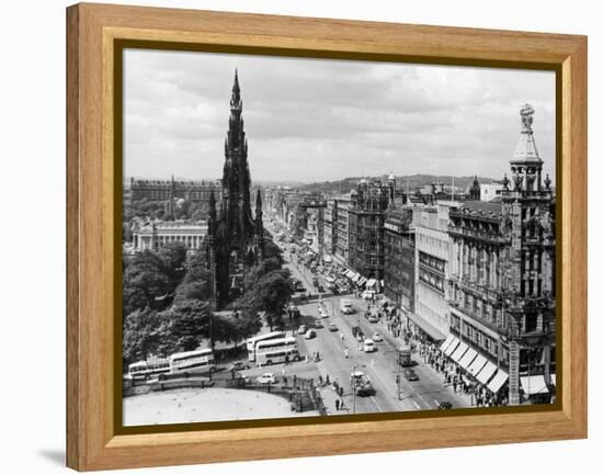 Aerial view of Princes Street in Edinburgh-Staff-Framed Premier Image Canvas