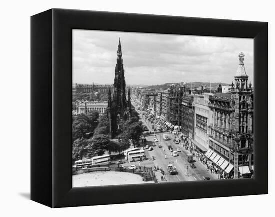 Aerial view of Princes Street in Edinburgh-Staff-Framed Premier Image Canvas