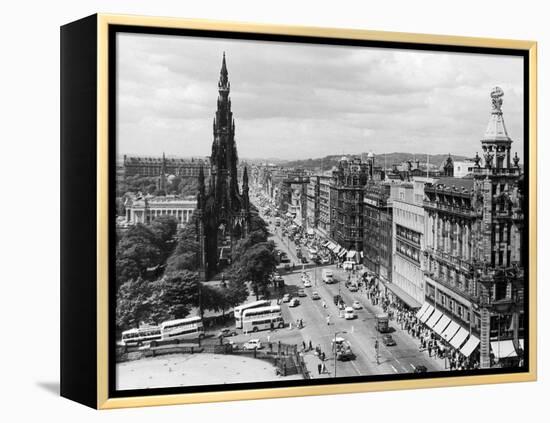 Aerial view of Princes Street in Edinburgh-Staff-Framed Premier Image Canvas