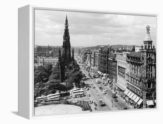Aerial view of Princes Street in Edinburgh-Staff-Framed Premier Image Canvas