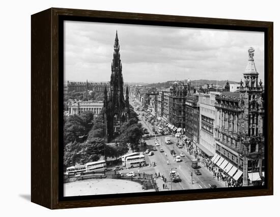 Aerial view of Princes Street in Edinburgh-Staff-Framed Premier Image Canvas