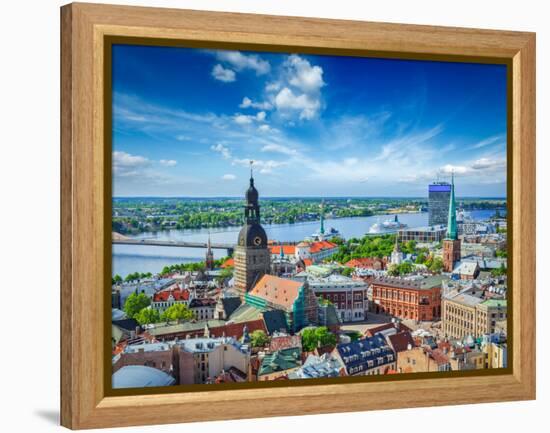 Aerial View of Riga Center from St. Peter's Church, Riga, Latvia-f9photos-Framed Premier Image Canvas