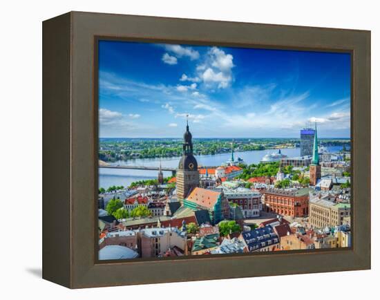 Aerial View of Riga Center from St. Peter's Church, Riga, Latvia-f9photos-Framed Premier Image Canvas