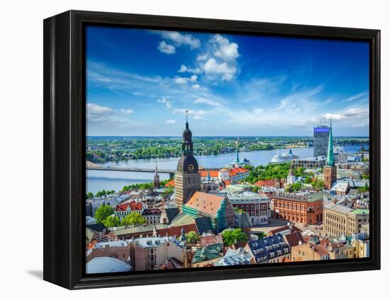 Aerial View of Riga Center from St. Peter's Church, Riga, Latvia-f9photos-Framed Premier Image Canvas