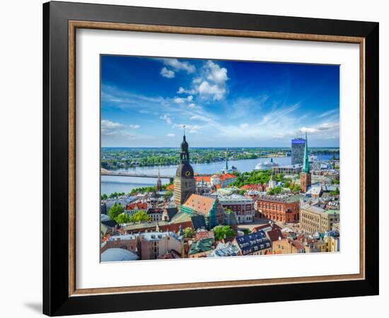 Aerial View of Riga Center from St. Peter's Church, Riga, Latvia-f9photos-Framed Photographic Print