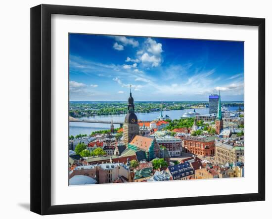 Aerial View of Riga Center from St. Peter's Church, Riga, Latvia-f9photos-Framed Photographic Print