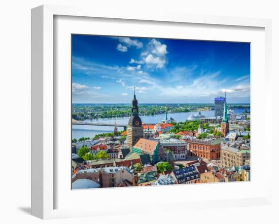 Aerial View of Riga Center from St. Peter's Church, Riga, Latvia-f9photos-Framed Photographic Print