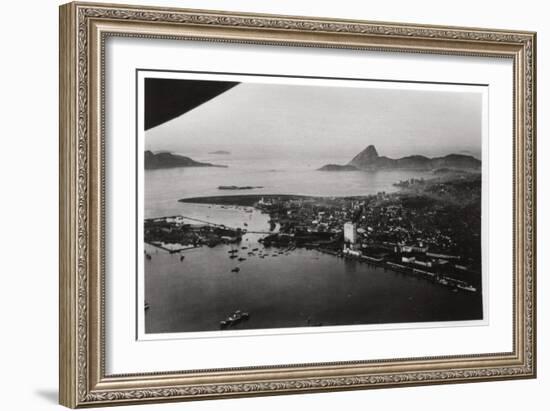 Aerial View of Rio De Janeiro, Brazil, from a Zeppelin, 1930-null-Framed Giclee Print