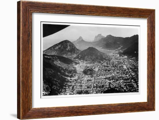 Aerial View of Rio De Janeiro, Brazil, from a Zeppelin, 1930-null-Framed Giclee Print