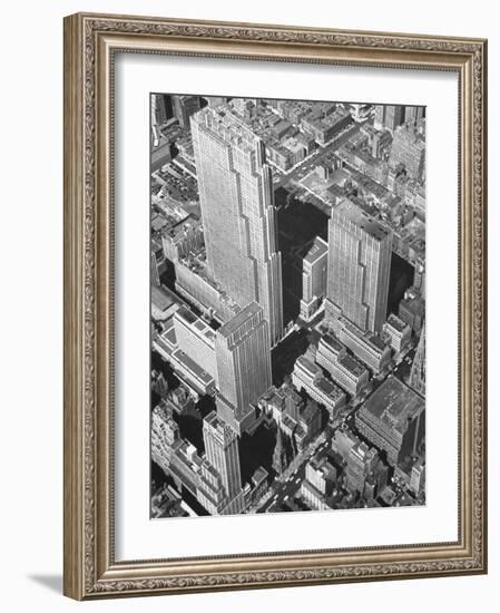 Aerial View of Rockefeller Plaza in Midtown Manhattan-Bernard Hoffman-Framed Photographic Print