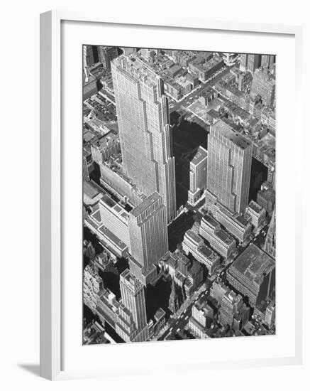 Aerial View of Rockefeller Plaza in Midtown Manhattan-Bernard Hoffman-Framed Photographic Print