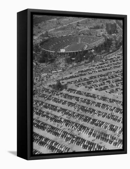 Aerial View of Rose Bowl Showing Thousands of Cars Parked around It-Loomis Dean-Framed Premier Image Canvas