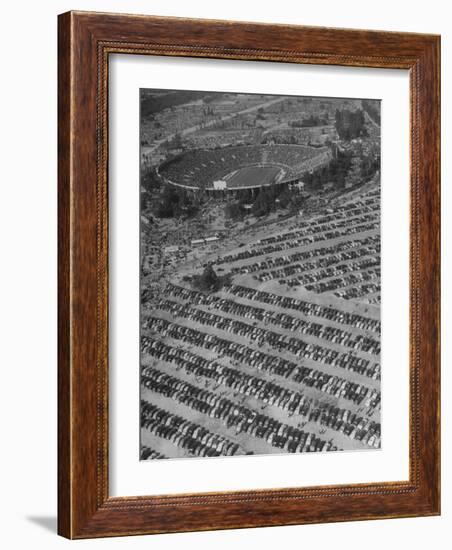 Aerial View of Rose Bowl Showing Thousands of Cars Parked around It-Loomis Dean-Framed Photographic Print