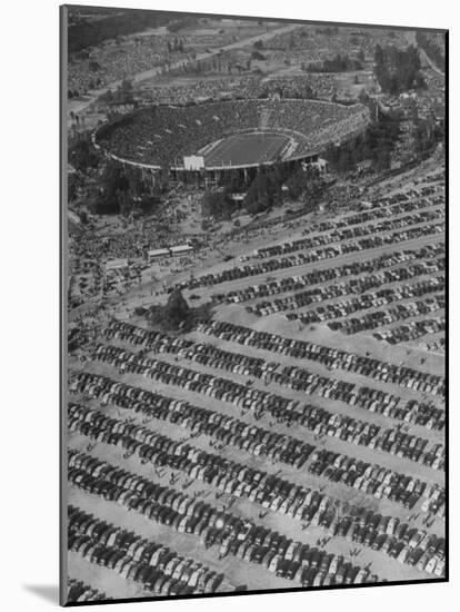 Aerial View of Rose Bowl Showing Thousands of Cars Parked around It-Loomis Dean-Mounted Photographic Print