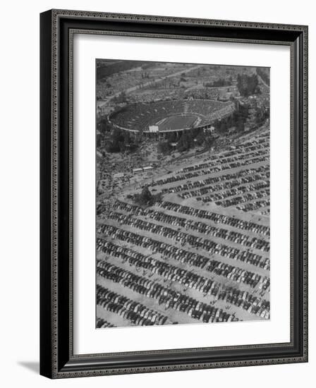 Aerial View of Rose Bowl Showing Thousands of Cars Parked around It-Loomis Dean-Framed Photographic Print