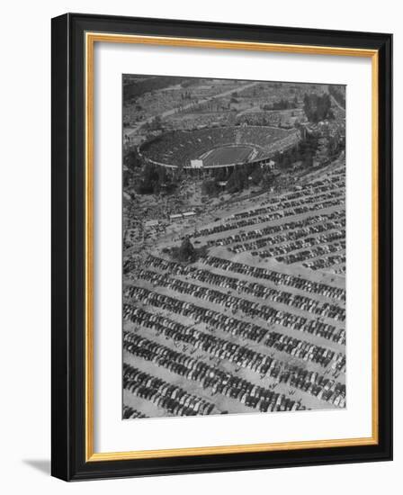 Aerial View of Rose Bowl Showing Thousands of Cars Parked around It-Loomis Dean-Framed Photographic Print