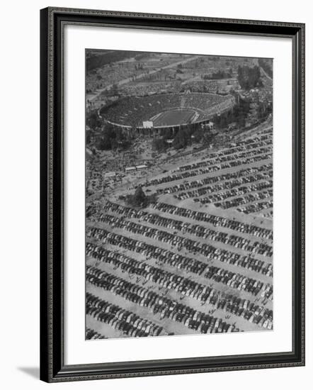 Aerial View of Rose Bowl Showing Thousands of Cars Parked around It-Loomis Dean-Framed Photographic Print