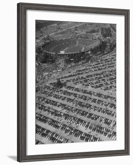 Aerial View of Rose Bowl Showing Thousands of Cars Parked around It-Loomis Dean-Framed Photographic Print