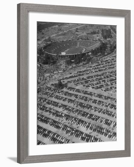 Aerial View of Rose Bowl Showing Thousands of Cars Parked around It-Loomis Dean-Framed Photographic Print