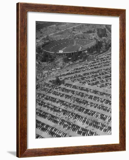 Aerial View of Rose Bowl Showing Thousands of Cars Parked around It-Loomis Dean-Framed Photographic Print