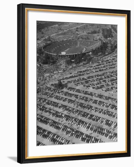 Aerial View of Rose Bowl Showing Thousands of Cars Parked around It-Loomis Dean-Framed Photographic Print