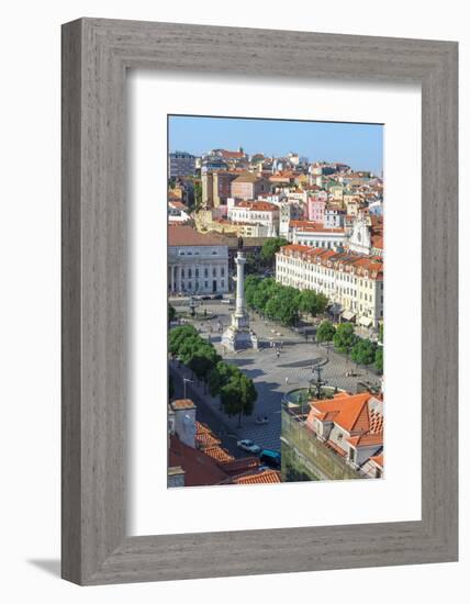 Aerial View of Rossio Square, Baixa, Lisbon, Portugal, Europe-G and M Therin-Weise-Framed Photographic Print