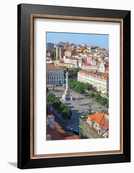 Aerial View of Rossio Square, Baixa, Lisbon, Portugal, Europe-G and M Therin-Weise-Framed Photographic Print