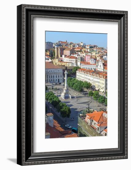 Aerial View of Rossio Square, Baixa, Lisbon, Portugal, Europe-G and M Therin-Weise-Framed Photographic Print