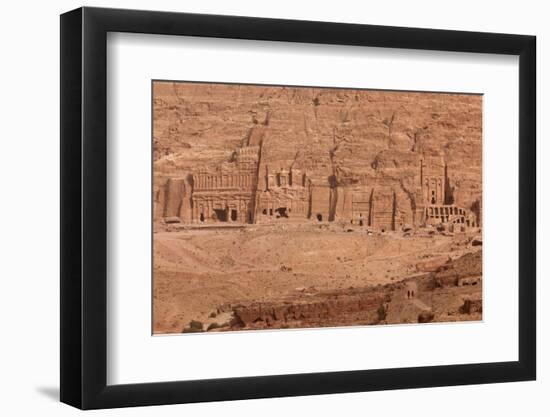 Aerial view of Royal Tombs at Ancient Nabatean City of Petra, Wadi Musa, Ma'an Governorate, Jordan-null-Framed Photographic Print