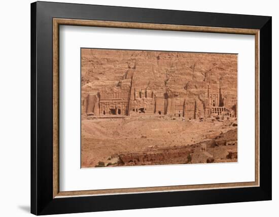 Aerial view of Royal Tombs at Ancient Nabatean City of Petra, Wadi Musa, Ma'an Governorate, Jordan-null-Framed Photographic Print