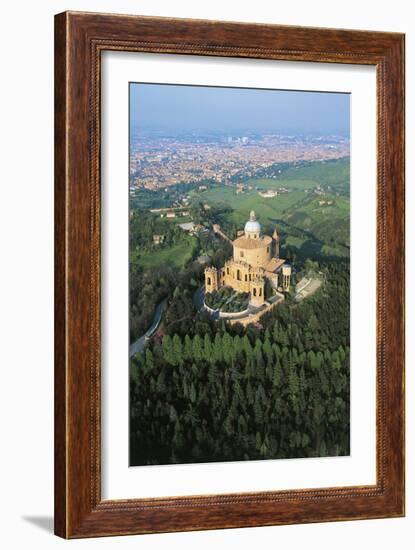 Aerial View of Sanctuary of Blessed Virgin of San Luca, Bologna, Italy, 12th-17th Century-null-Framed Photographic Print