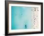 Aerial View of Sandy Beach with Tourists Swimming in Beautiful Clear Sea Water-paul prescott-Framed Photographic Print
